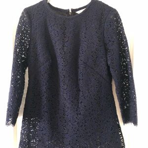 Boden Navy Black Lace Long Sleeve Tunic Shirt 6